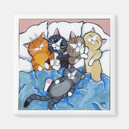5 Schlaflose Kätzchen - Katze Art Magnet