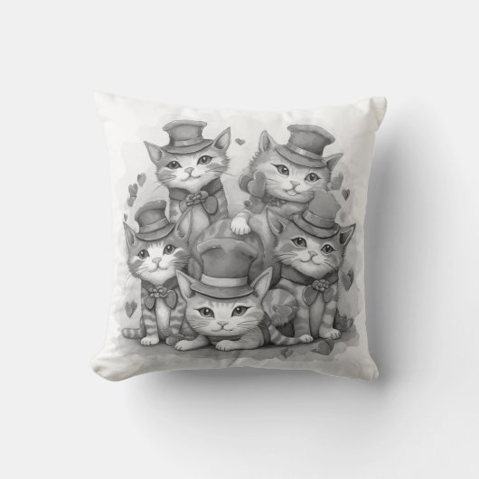 5 Schwarz-Weiß-Kätzchen niedlich Kissen (Vorderseite)