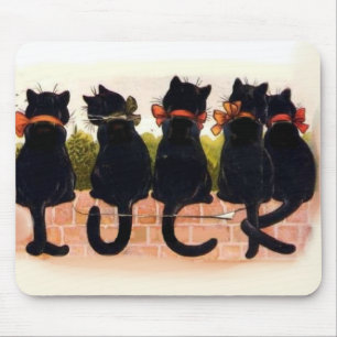 5 Schwarze Katzen Vintage Mousepad