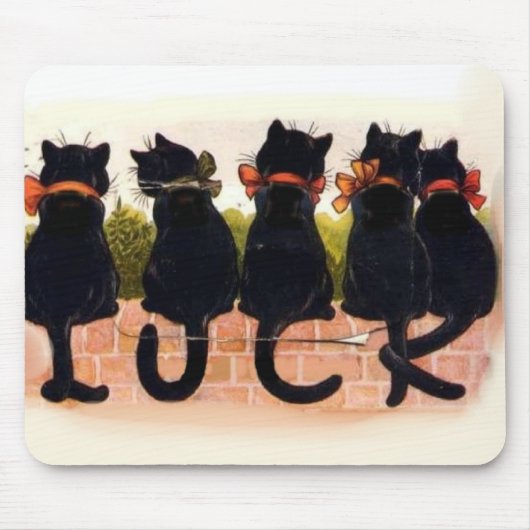 5 Schwarze Katzen Vintage Mousepad (Vorne)