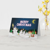 5 sneeuwpoppen wensen je prettige feestdagen karte (Gelbe Blume)