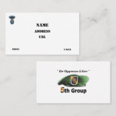 5. Special Forces Group Grüne Berets SF SFG Visitenkarte (Vorne/Hinten)