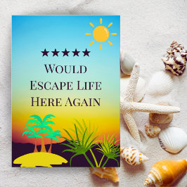 5 Star Rental Host Review Editable Guest Sunset Dankeskarte