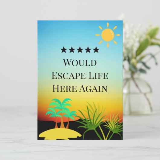 5 Star Rental Host Review Editable Guest Sunset Dankeskarte (Stehend Vorderseite)