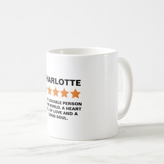 5 Star Review Name Customizable Kaffeetasse (VorderseiteRechts)