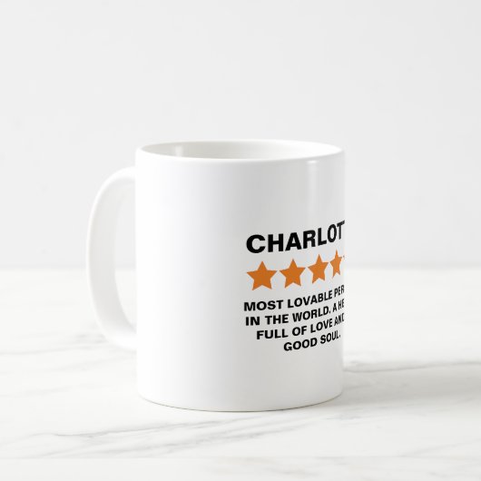 5 Star Review Name Customizable Kaffeetasse (Vorderseite Links)