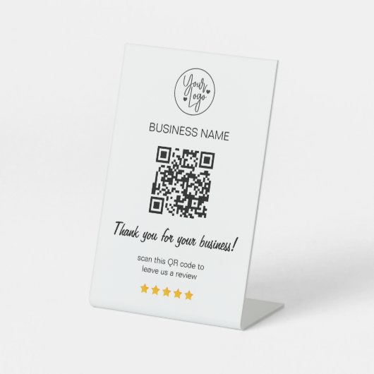 5 Star Review QR Code Business Reviews Sockelschild (Vorderseite)