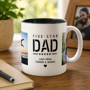 5 STAR VATER Modernes Cooles 2 Foto Vatertag Tasse