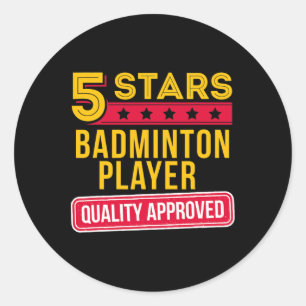 5 Stars Badminton Player - Funny Racquet Sport Gif Runder Aufkleber