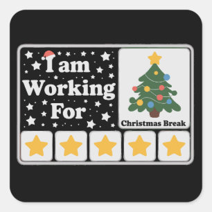 5 Stars Weihnachtsbaum arbeitet für Weihnachtsfeie Quadratischer Aufkleber