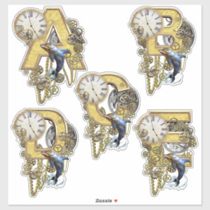 5 Steampunk A B C D E Skulptur Aufkleber