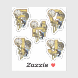 5 Steampunk F G H E J Skulpturensticker Aufkleber