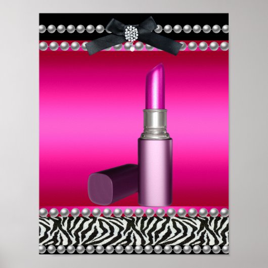5 Stephanie Banner Hot Pink Zebra Leopard Poster (Vorne)