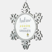 5-Sterne-Absolvent Schneeflocken Zinn-Ornament (Rechts)