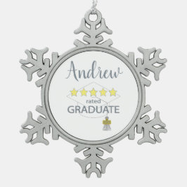 5-Sterne-Absolvent Schneeflocken Zinn-Ornament