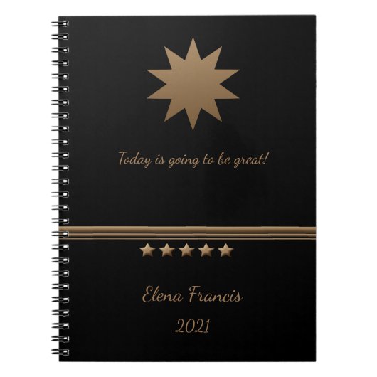 5-Sterne-Branding-Gold-Schwarz-Beruflich-Notebook Notizblock (Vorderseite)