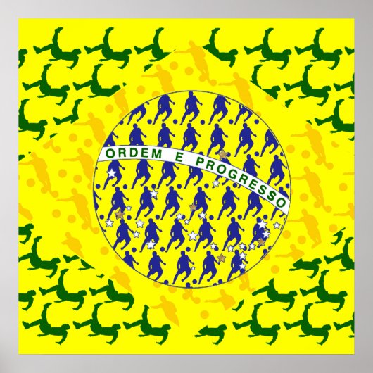 5-Sterne-Fußball-Flagge Brasiliens Poster (Vorne)