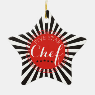 5 Sterne Koch kulinarische Weihnachtsbaumschmuck Keramik Ornament