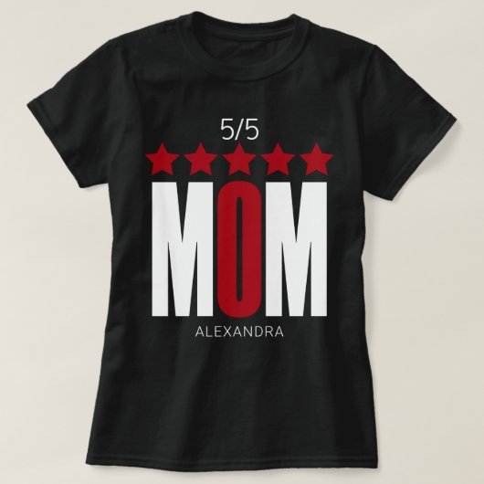5 Sterne Mama Red White Typografy Name Personalisi T-Shirt (Design vorne)