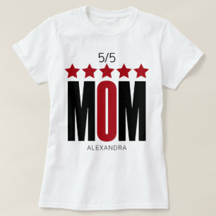 5 Sterne Mama Rote Schwarze Typografie Name Person T-Shirt