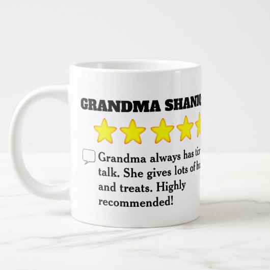 5 Sterne Oma Review mit Foto Jumbo-Tasse (Links)