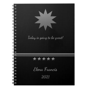 5-Sterne-Silver-Text-Schwarz-Beruflich-Notebook Notizblock