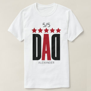 5 Sterne Vater Red Black Typografy Name Personalis T-Shirt