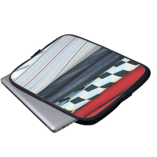 5 Stoffe mit geometrischen Mustern Laptopschutzhülle (Vorne Knopf)