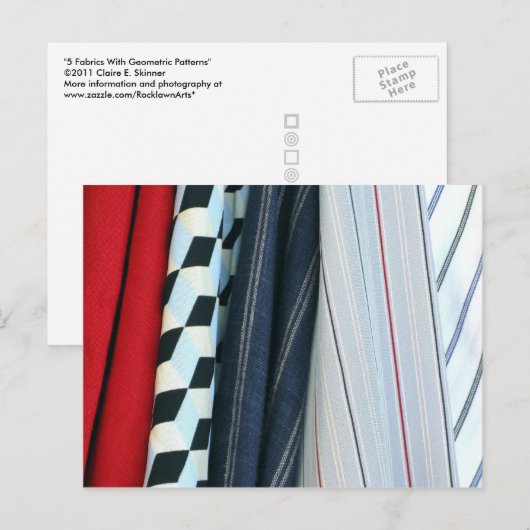 5 Stoffe mit geometrischen Mustern Postkarte (Vorne/Hinten)