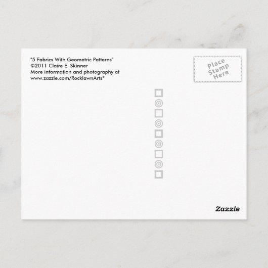 5 Stoffe mit geometrischen Mustern Postkarte (Rückseite)