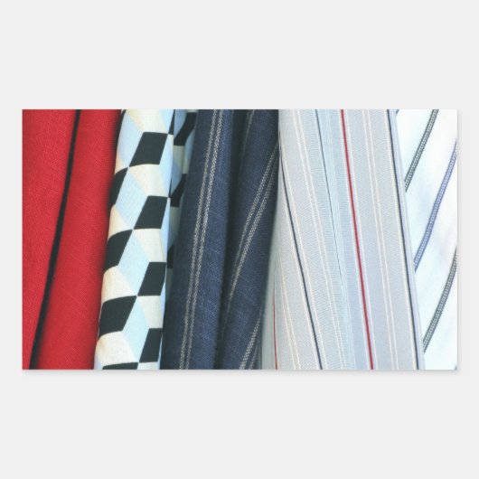 5 Stoffe mit geometrischen Mustern Rechteckiger Aufkleber (Vorderseite)
