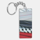 5 Stoffe mit geometrischen Mustern Schlüsselanhänger (Vorderseite links)