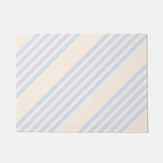 5 Streifen in hellblau und beige Fußmatte (Vorderseite)