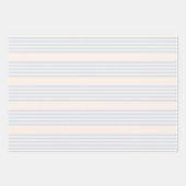5 Streifen in hellblau und beige Geschenkpapier Set (Vorderseite)