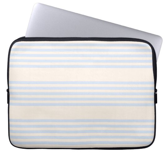 5 Streifen in hellblau und beige Laptopschutzhülle (Vorderseite)