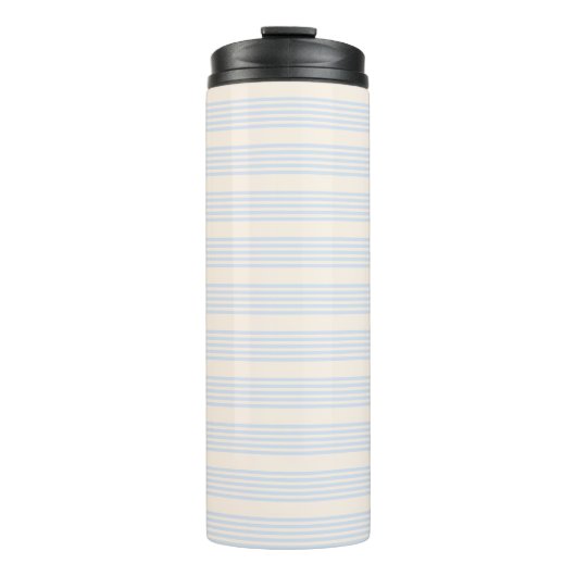 5 Streifen in hellblau und beige Thermosbecher (Vorderseite)