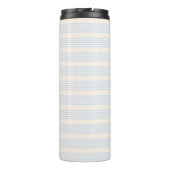 5 Streifen in hellblau und beige Thermosbecher (Rückseite)