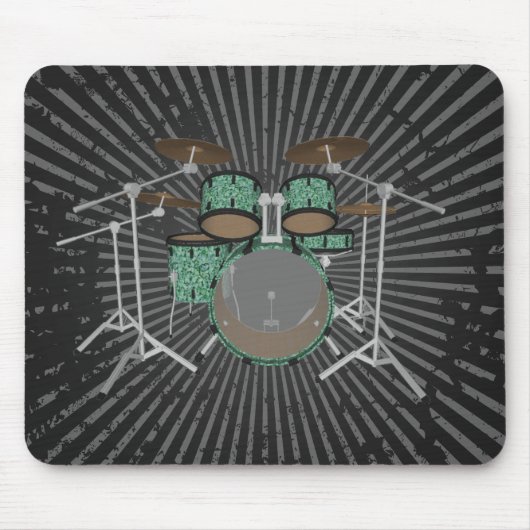 5 Stück Drum Kit - Custom Green Drums - Mousepad (Vorne)