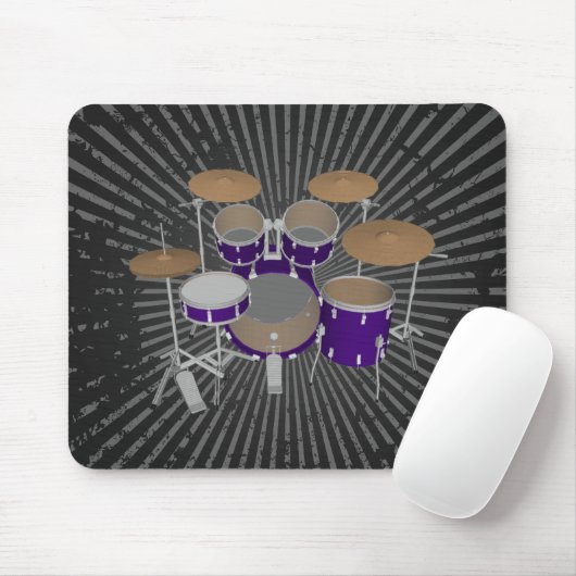 5 Stück Drum Kit - Violet Finish - Schwarze Mousep Mousepad (Mit Mouse)