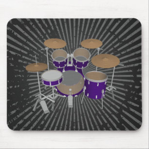 5 Stück Drum Kit - Violet Finish - Schwarze Mousep Mousepad