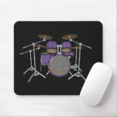 5 Stück Drum Set - Custom Violet Drums - Mousepad (Mit Mouse)