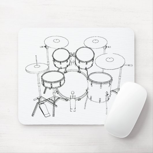 5 Stück-Trommel-Ausrüstung: Schwarzes u. Mousepad (Mit Mouse)