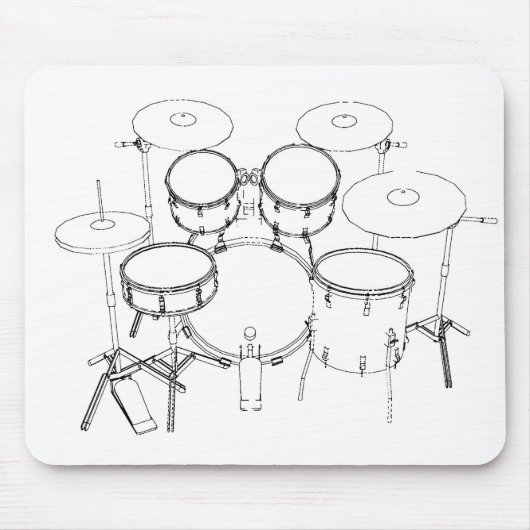 5 Stück-Trommel-Ausrüstung: Schwarzes u. Mousepad (Vorne)