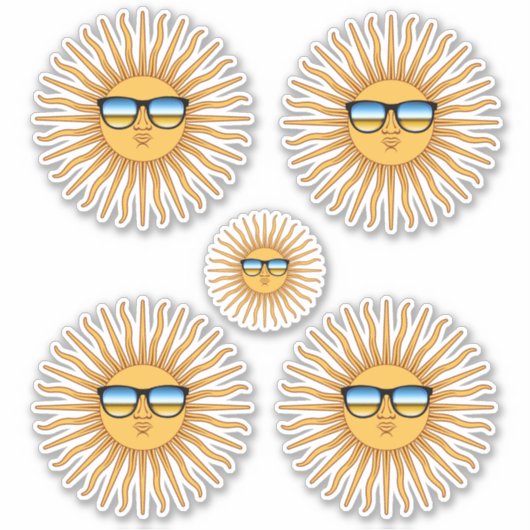 5 Sun in Shades Decals Aufkleber (Vorderseite)