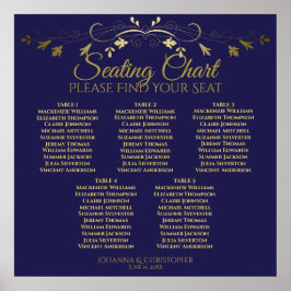 5 Tabelle Elegantes Gold & Navy Hochzeitsdiagramm Poster