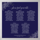 5 Tabelle Navy Blue & Silver Wedding Chart Poster (Vorne)