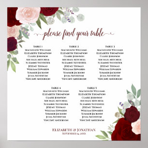 5 Tabelle Rot und Rosa Blumenstühle Poster