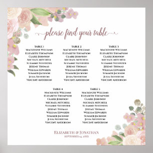 5 Tabelle Rustikal rosa Rosen Hochzeitstabelle Poster