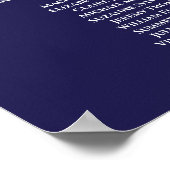 5 Tabelle Silver Floral Navy Hochzeitsdiagramm Poster (Ecke)