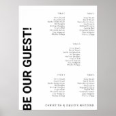 5 Tabellen Einfache White Wedding Chart Poster (Vorne)